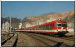 Mit Steuerwagen 6010 013 voraus, IC 515  Therme Nova Kflach  von Innsbruck nach Graz am 11.1.2008 bei der Durchfahrt in Peggau-Deutschfeistritz.