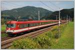 Mit Triebkopf 4016 016 an der Spitze, IC 518  Karl Bhm  von Graz nach Salzburg, aufgenommen kurz vor Niklasdorf am 29.8.2008.