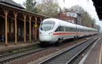 Ein BB-ICE der BR 4011 durchfhrt am 5.04.10 Leutzsch Richtung Weimar.