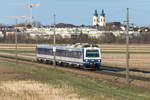 4020 289 fährt als Schnellbahnzug nach St. Pölten Hbf. Das Foto enstand am 13.03.2021 bei Tulln Stadt.