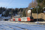 Heute,am 10.12.17 war einmal ein seltener roter 4020 am Semmering im Einsatz. Hier fährt 4020.314 als Reg. aus den Bhf.Semmering