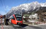 S-Bahn Salzburg BB 4023 002-1 als S3 Freilassing - Schwarzach-St. Veith, Salzburg-Tiroler-Bahn KBS 200 Freilassing - Salzburg - Saalfelden, fotografiert bei der Einfahrt in Pfarrwerfen am 07.03.2012