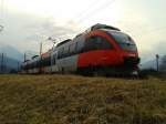 4023 008-8 als R 4239 (St. Veit a. d. Glan - Lienz) am 17.3.2015 bei der Abfahrt in Greifenburg-Weiensee.