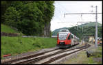 Talent Triebwagen 4024.017 fährt hier am 14.5.2017 um 9.17 Uhr planmäßig in Losenstein auf dem Weg nach Kleinreifling ab.