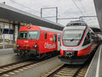 Graz. Am 02.10.2020 treffen sich am Grazer Hauptbahnhof eine Ente und ein Wendezug.