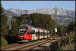 4024 093 ist als RB 5126 von Telfs-Pfaffenhoffen nach Rosenheim unterwegs. Zwischen Tefls und Hall i.Tirol wird der Zug als S1 gefhrt. (29.07.2009)
