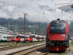 Der Railjet Steuerwagen 80-90-710 und zwei 4024 am 11.06.2009 abgestellt in Innsbruck Hbf.