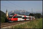 Dieser 4024er muss auf dem Gegengleis in Richtung Oberaudorf fahren. Grund war eine berhollung eines Schnellzuges. Ziel ist Telfs-Pfaffenhofen.