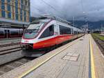 ÖBB Cityjet 4024 074-8 als REX1 (3372) nach Imst im Pitztal auf Gleis 31 im Innsbruck Hbf am 24. Juli 2025.