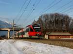 Der 4024 070 als R nach Telfs-Pfaffenhofen am 03.03.2012 unterwegs bei Schwaz.