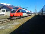 4024 117-6 als R 4866 (Spittal-Millstttersee - Lienz) am 28.3.2015 bei der Einfahrt in den Bahnhof Oberdrauburg. Aufgrund von Brckensanierungsarbeiten (28.3.2015 - 2.4.2015) nach dem Bahnhof Oberdrauburg war hier heute Endstation, weiter ging es dann mit dem Schienenersatzverkehr vom Bahnhofsvorplatz.