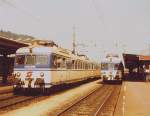 4030.305 nach Bludenz und 4030.310 nach Buchs warten in Feldkich auf die Abfahrt - Oder, wie qualitativ schlecht dürfen alte Fotos sein, dass das Betrachten doch noch Freude macht?
4. September 1982