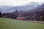ET 10 103 der Montafonerbahn, bei trübem Wetter unterwegs auf der Stammstrecke von Schruns nach Bludenz, bei St.