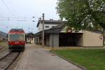 4855 002 bei der Wende im Bahnhof Kammer-Schörfling (Kms) von Zug 3266 auf 3267 aus/nach Attnang-Puchheim (At); am 14.04.2014