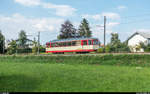 Vorchdorferbahn: ET 20.109 am 24. Juli 2018 auf dem Weg von Lambach nach Vorchdorf kurz vor seinem Ziel.