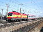 1116 232  EM-Spanien  fhrt am 30.03.2008 mit dem  EC 564  Kufstein-Die Perle Tirols  in den   Welser Hbf ein.