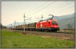 EM-Taurus 1116 075 Schweiz fhrt mit einem Gterzug von Tarvis nach Břeclav.
Niklasdorf 12.04.2008