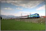 EM-Taurus 1116 029 Schweden fhrt mit EC 33 Allegro Stradivari von Wien nach Villach.
St.Margarethen bei Knittelfeld 24.04.2008
