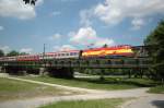 Der Spanien-Stier 1116 232 am 10.06.08 mit EC 115 nach Klagenfurt auf der Braunauer Eisenbahnbrcke