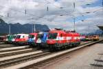 EM Lokparade in Wrgl (24.08.2008). 16 der 18 EM-Loks wurden auf den Gterzuggleisen hinter dem Bahnsteig 7 abgestellt.