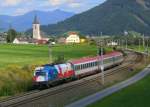 1216.226  Tschechien  mit dem EC 100, der aufgrund einer Streckensperre zurzeit mit sterreichischem Wagenmaterial verkehrt. (09.09.2008)