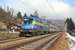 1116 029 (EM Schweden) brachte am 18.1.2009 den OEC564 von Wien nach Bregenz.