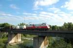 Der Polen-Stier (1116 087) am 13.06.09 aud der Isar-Brcke Nord in Unterfring