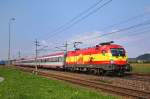 Auch schon Geschichte - Spanien EM-Lok 1116.232 mit dem OEC 765 auf der Fahrt nach Wien Westbahnhof bei Amstetten. (18.08.2009)