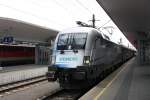 Die 1116 038  Siemens  machte am 09.06.2009 mit ihrem EC von Salzburg nach Wien Westbf in Linz Halt.