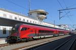 Railjet Steuerwagen 80-90 728 (Afmpz) im Hauptbahnhof Graz auf Gleis 1, 30.6.19     Video der Einfahrt