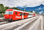 1144 255-7 schiebt den REX 1511 (Wörgl Hbf - Saalfelden - Salzburg Hbf) in den Bahnhof Golling-Abtenau.