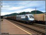 1116 038 bei ihrem ersten Besuch als Siemens Werbelok im Bahnhof Knittelfeld mit dem 55507. 04.07.2008