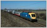 1047 004 der ungarischen Staatsbahn MAV mit einer RoLa am 11.3.2007 kurz vor Gramatneusiedl.