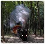 Die 7,2 Tonnen schwere Damplok Da2  Brigitte der Wiener Liliputbahn kurz vor Erreichen der Station Ernst-Happel Station.