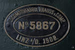 Herstellerschild an der Dampflokomotive IX m  ANNA .