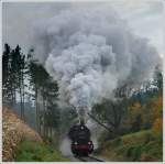 GEG 657.2770 mit einem Fotopersonenzug, welcher am 4.10.2008 anlsslich der Ampflwanger Dampftage in Verkehr gesetzt wurde, kurz nach Timelkam aufgenommen.