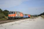 SGAG 93076 mit RTS 2143.032 + 2060.014+BDVS 65816-4  Am 05.10.2009 bei der Einfahrt im Bahnhof Scheiblingkirchen-Warth.