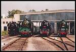 Am 5.09.1994 fand im Heizhaus Straßhof ein internationales Dampfloktreffen statt. Vor dem Lokschuppen haben 4 Loks Aufstellung genommen.