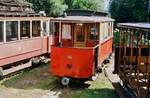 Remisengelände der Lendcanaltramway Klagenfurt (am Wörthersee) mit TW 144    Datum: 25.08.1986