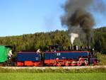 SKGLB 22 (Aquarius C) mit einem Fotosonderzug von Murau nach Mauterndorf im letzten Abendlicht kurz vor Zielbahnhof. 19.07.2018.