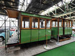 Ein Feldbahn-Salonwagen der Gräflichen Chorinskysche Industriebahn aus Ungarn, davor eine Werksbahnlokomotive der Kerstag aus dem Jahr 1907. (Historama Ferlach, September 2019)