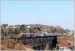 Doppelstock x 2: Begegnung von BB Regional-Express 1621 und WESTbahn Zug 17512 auf dem Neulengbacher Viadukt.