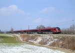Ein Railjet nach Budapest am 01.04.2013 bei Osterm�nchen.