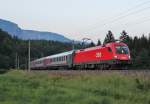 Am 29.Juni 2012 war 1116 256 zwischen Arnoldstein und Th�rl-Maglern mit einem russischen Nachtzug auf dem Weg nach Tarvisio-Boscoverde.
