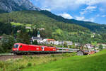 ÖBB 1116 065 und 175 mit EC 164  Transalpin  von Graz nach Zürich an die Arlberg-Ostrampe bei Flirsch - 10.08.2022