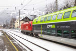 Derzeit sind diese Kombinationen in Vorarlberg zu sehen 1116 049-8 mit einem zusätzlichen CAT Wagen in Dornbirn.