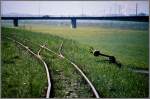 Ein Ausweichgleis in Lustenau mit der Strassenbrcke nach Au SG.