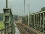 IRR Dienstbahnbrcke mit dem jetzt offenen Grenztor CH/A (EU-Aussengrenze)in der Brckenmitte.ber Nacht wird das Tor geschlossen.Mder 28.09.05