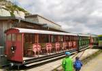 Blick auf die erste, selbstgebaute Passagier-Garnitur der Reißeck-Höhenbahn diese von 1965 bis 1983 im Einsatz war.