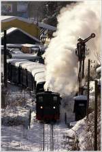 Am 19.Dezember besuchte ich die Steyrtalbahn, welche sich tief winterlich prsentierte. Ausfahrt Grnburg Richtung Steyr Lokalbahnhof.